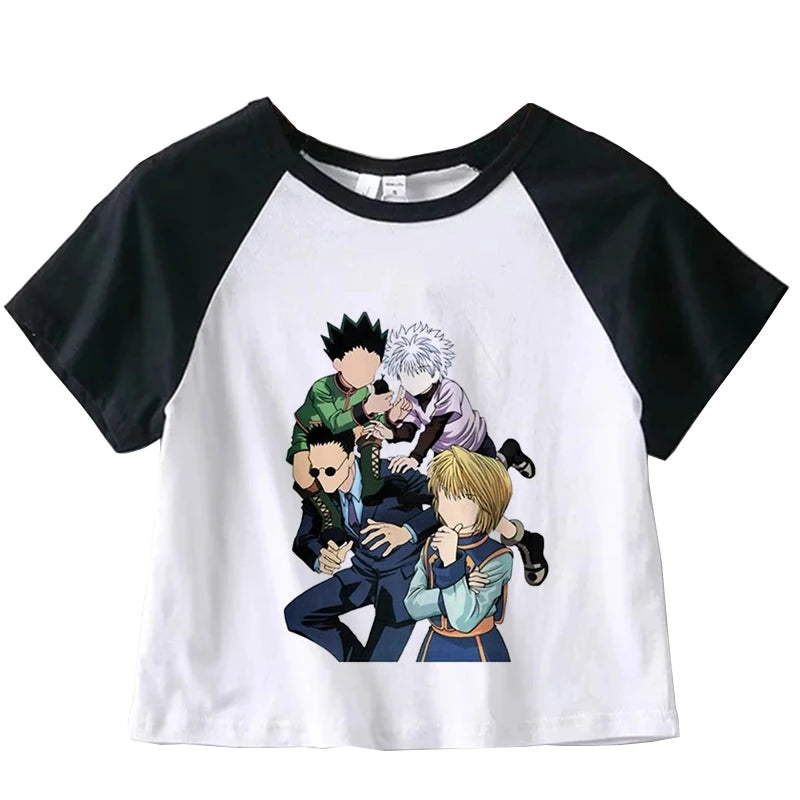 Hunter X Hunter Japan Anime Killua Shirt Y2k Crop Tops T-shirt Anime Women Tee Summer Short Sleeve Clothes Streetwear