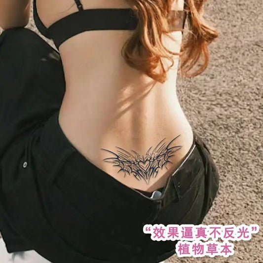 Herbal Succubus Fake Tattoo for Woman Sexy Tattoo Waterproof Abdomen Wings Art Temporary Tattoo Sticker Lasting Hotwife Sticker