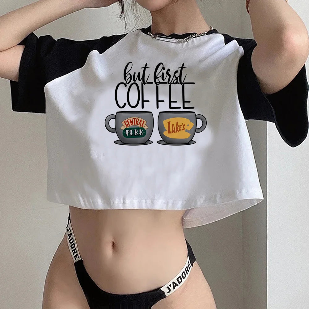 Gilmore Girls aesthetic streetwear  hippie  crop top Female vintage Kawaii 90s Harajuku tshirt