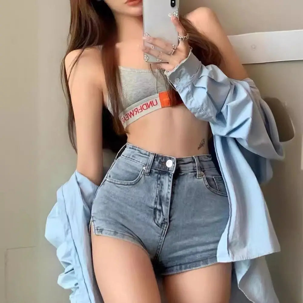 Casual A-line Jean Shorts Fashion Sexy Slim Fit Jeans Shorts High-waisted Skinny Booty Jean Shorts Women