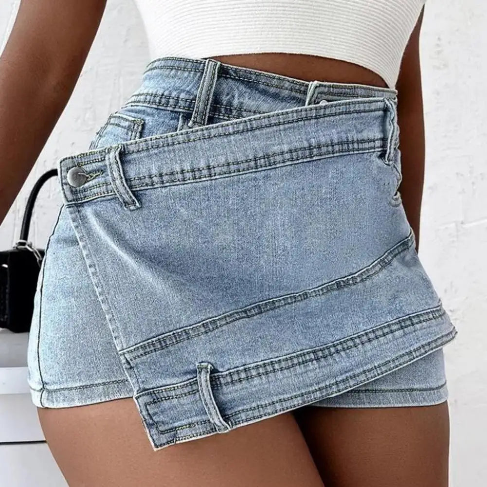 New Women Denim Culottes Short Skirt Fashion Button Decoration Slim Skirt Casual Ladies Skirts Chic Women Dress Clothes