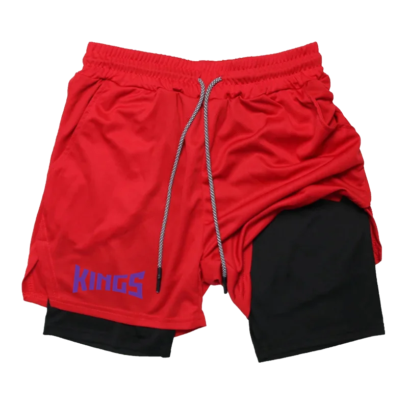 2025 New 2 In 1 Sports Shorts Printed Men Basketball Shorts Workout Training Gym Fitness Jogging Short Pants Summer