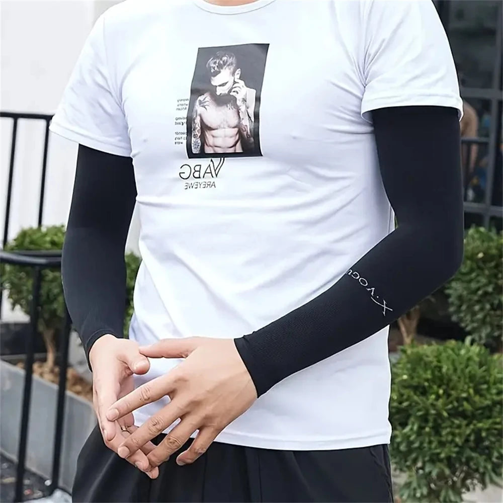 1pcs Ice Silk Sleeve Sunshade Cuff Arm Sleeves Summer Men Women Gloves Outdoor Sports Riding New Black White