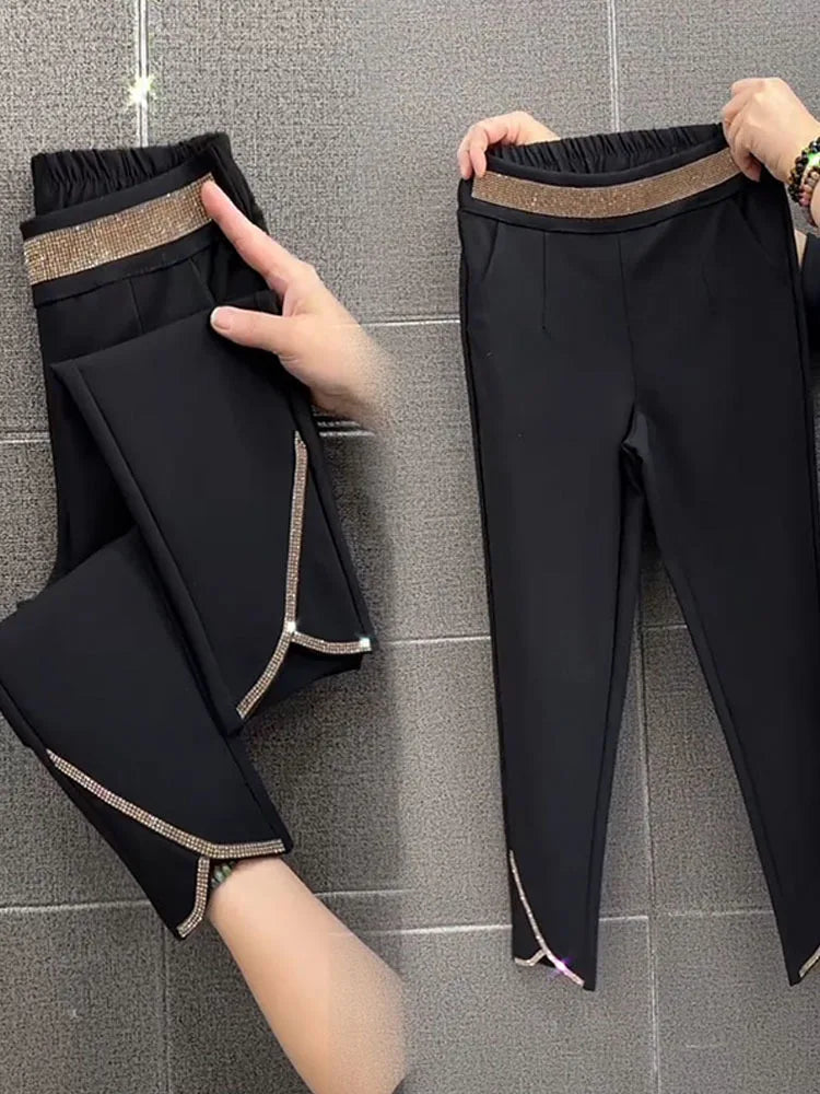 HighWaist Harun Pants Women's Spring/Autumn Fashion Large Size Women's Pants Elastic Waist Loose Casual Straight Tube Pants 4XL