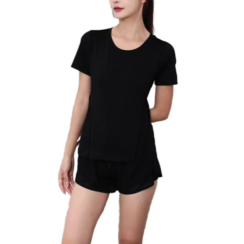 Waist Sports Short-sleeved Women's Loose Running Yoga Clothes Breathable Fitness Yoga Clothes Comprehensive Training Shorts