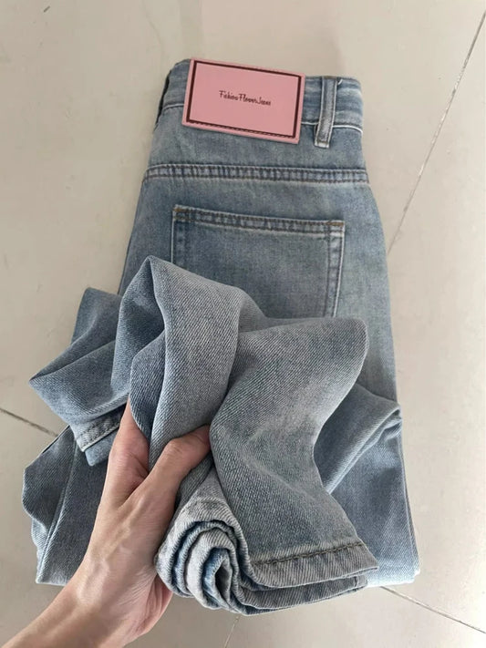 Calça Jeans Larga Feminina Baggy Vintage Y2K Punk Cintura Baixa Solta Calça Jeans Streetwear Moda Trashy Calças Longas Skater