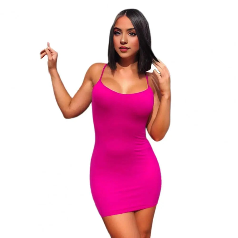 2 peças/conjunto sexy hot girl vestido calcinha cor sólida bainha magro espaguete alça elástica decote baixo magro clube festa mini vestido