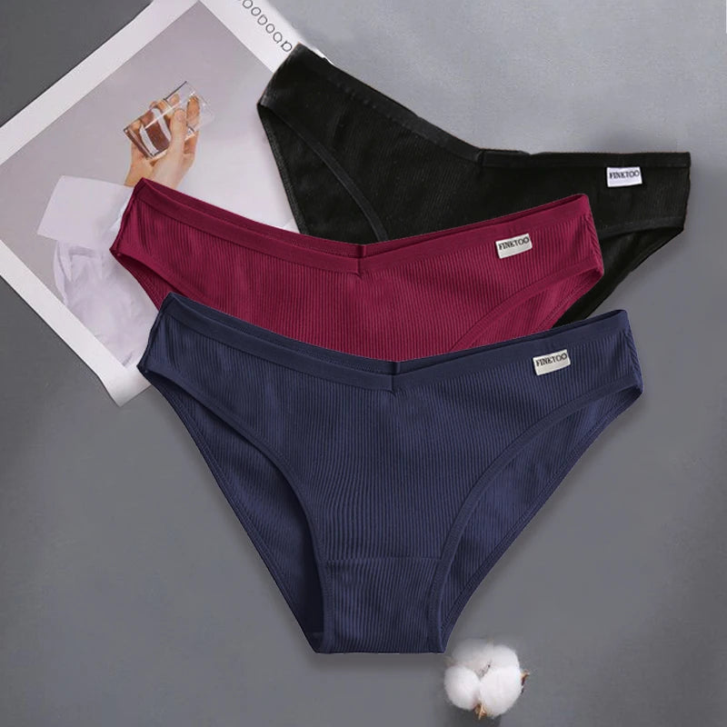 FINETOO 3PCS/Set M-XXL Women Sexy Cotton Panties Underwear Female Underpants Woman Briefs Cotton Pantys Girl Intimates Lingerie