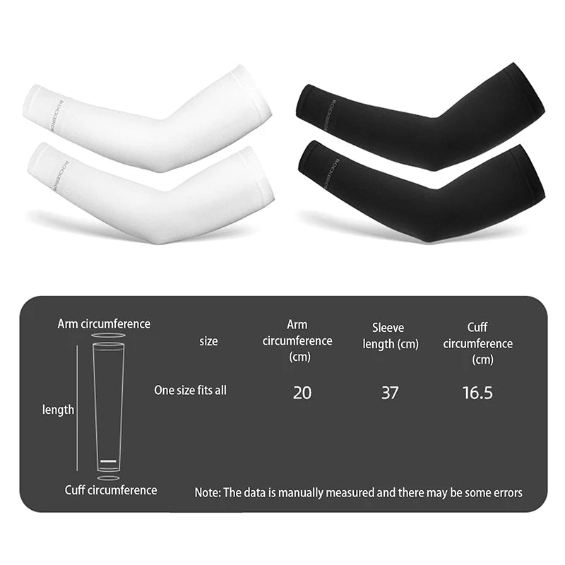 1pair For ROCKBROS Arm Sleeves Outdoor Sport Cooling Cover Cycling Uv Protection Breathable Ice Fabric