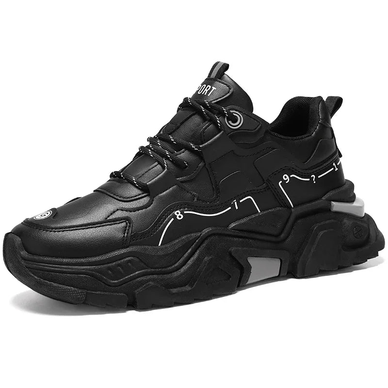 Sapatos esportivos casuais masculinos de sola grossa, quatro estações, novos, para atividades ao ar livre, sola macia, confortáveis, tênis de corrida, versáteis, para estudantes