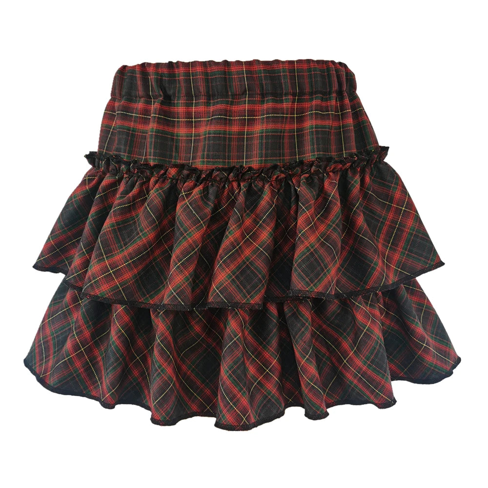 Pink Skirt Japanese College Style Youth Girl Plaid Skirt Female High Waist Slim Lolita Cosplay Y2k Skirt Goth Skirt