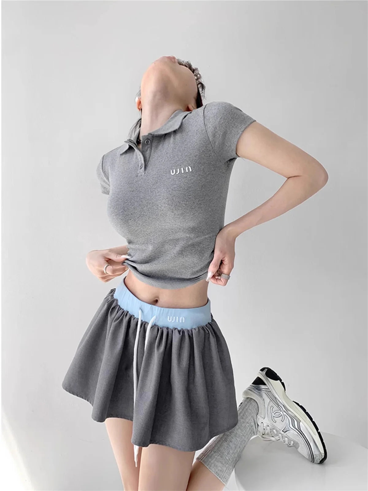 Harajuku mini skirts y2k clothes skirts 2024 Summer skirt for woman patchwork elastic waist drawstring tennis skirt with shorts