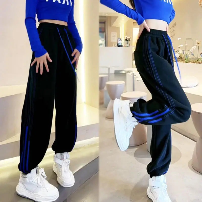 Women's Drawstring High Waist All-match Casual Sweatpants Spring Autumn Fashion Contrast Color Spliced Pants Female Clothing