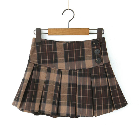 Korean fashion mini skirts for women streetwear 2024 fall fashion plaid pleated skirts women vintage clothes y2k skirts brown