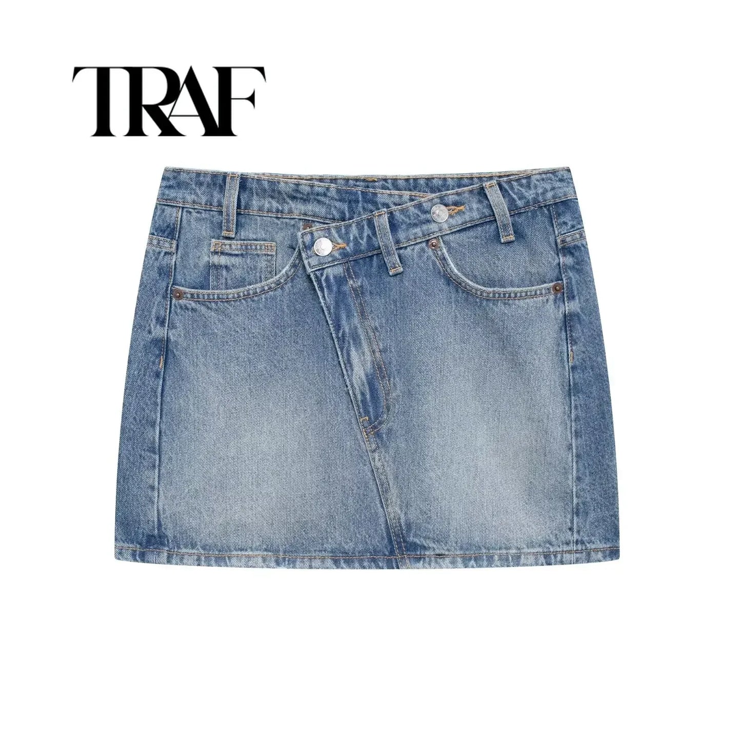 TRAF Women's Mini Skirts New Spring and Summer Fashion Women Denim Skirts Casual Chic High Street Ladies Skirt 2569292