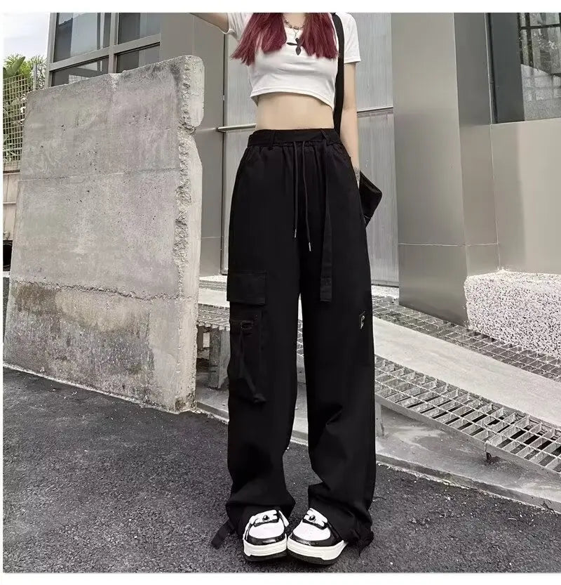 Casual Red Color Women Y2k Street Hip Hop Sweatpants Oversized Trousers Vibe Dance Jazz Long Baggy Cargo Pants Women's Clothing