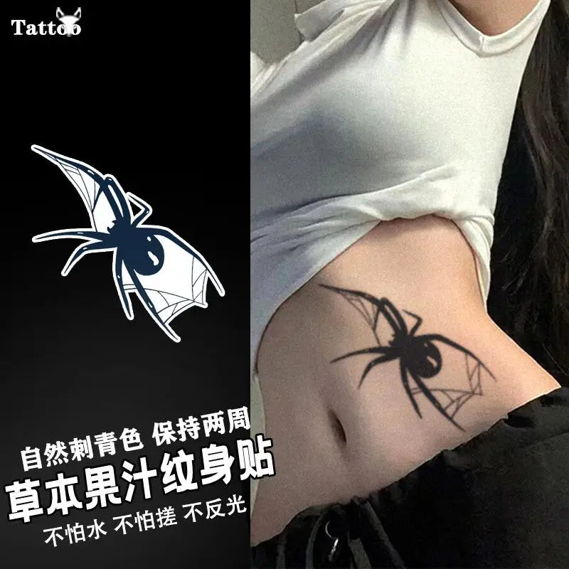 Sexy Tattoo Stickers Men's Temporary Fake Goth Tattoos Waterproof Heart Tatto Lasting Spider Art Cool Herb Juice Body Beauty