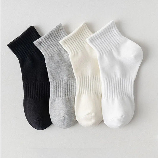 5 Pairs Women White Socks Cotton Anti-slip Sports Socks Y2k Harajuku Lolita Short Socks Set