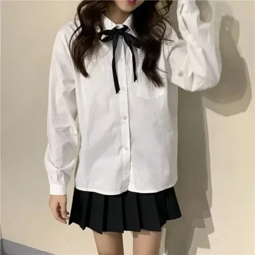 Japanese School Uniform Preppy Style Sweater Women 2022 Autumn New Korean Fashion Loose Simple V-neck Casual School Sweater