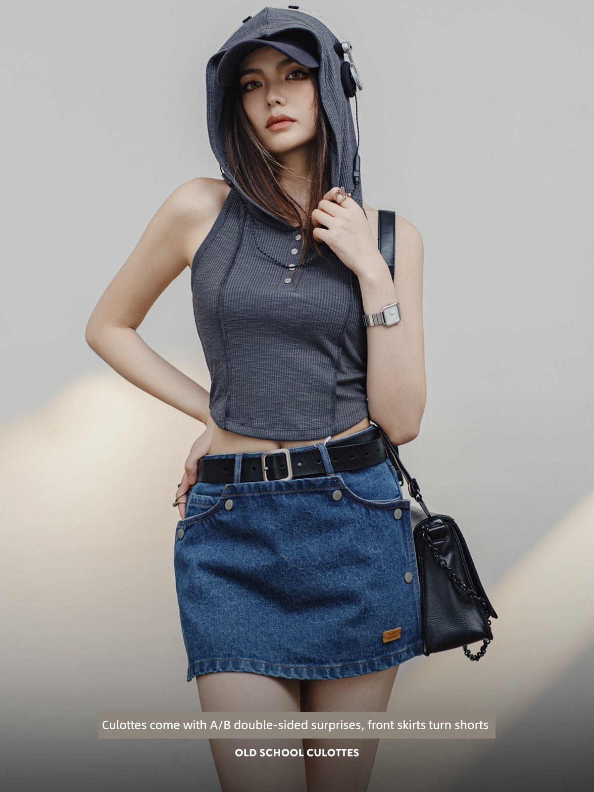 Madden American Style Denim Skirt Skirt Pure Cotton Small Blue Casual Sports Thin Shibuya Short Skirt Summer Women