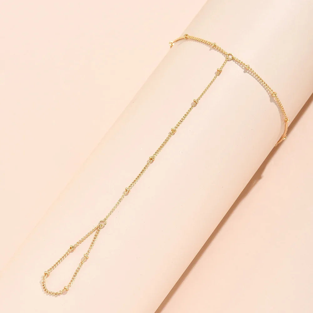 Dainty Hand Chain Bracelet Ring Gold Plated Handmade Link Chains Connecting Harness Bracelets Hand Jewelry for Women Trendy Gift