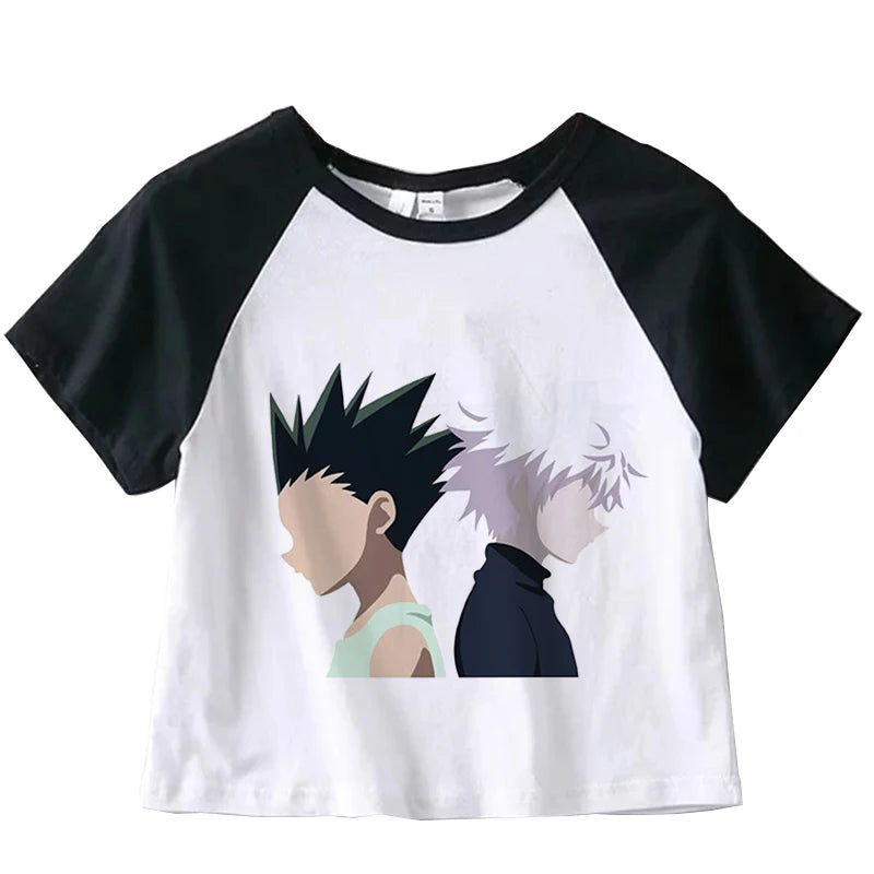 Hunter X Hunter Japan Anime Killua Shirt Y2k Crop Tops T-shirt Anime Women Tee Summer Short Sleeve Clothes Streetwear