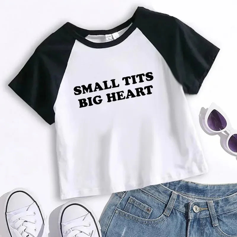 Popular Fashion Letter Graphic Summer 2000s Crop Tops Women T-Shirt Y2k Grunge Tops Kawaii Baby Tee Party Vintage Harajuku Emo