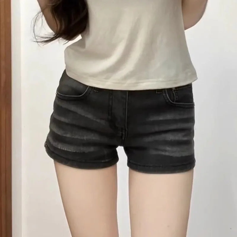 Denim Shorts for Women Booty Skinny Sexy Coquette Tight Low Rise Waist XXL Short Jean Pants Woman Aesthetic Wholesale Jorts Kpop