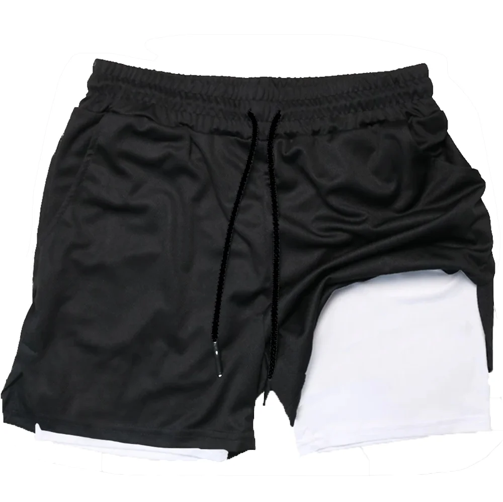 Summer sports versatile double layer men's shorts everyday casual quick-drying sports shorts men