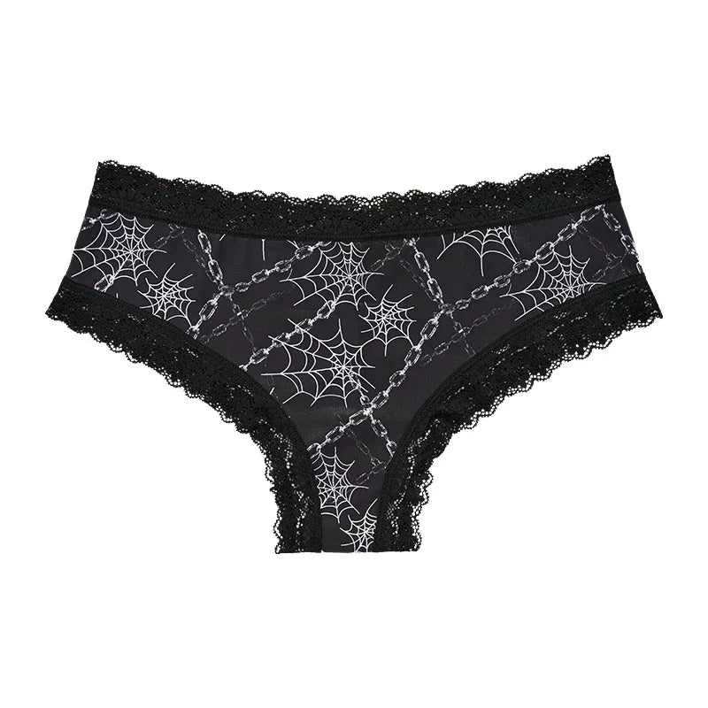 Underwear Women's Lace Edge Sexy Panties Gothic Style Lingerie Rose Skull Personalized Comfortable Breathable Triangle Pants