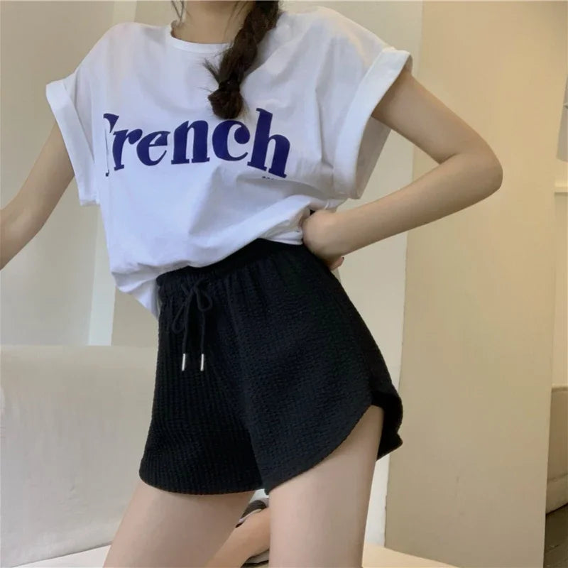 Women Gym Fitness Running Shorts Women's Thin Style Loose Casual Large Size Wide Leg High Waist A-word Sports Hot Pants