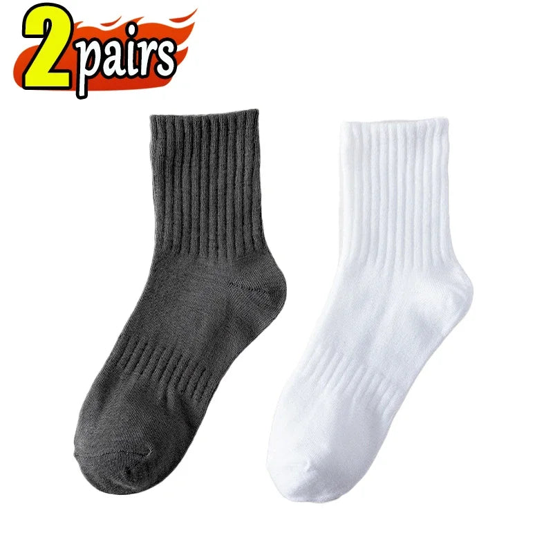 3Pairs Classic Black White Cotton Socks for Men's Short Socks Summer Thin Low Tube Socks Anti Odor Women's Ankel Sox EU 37-42