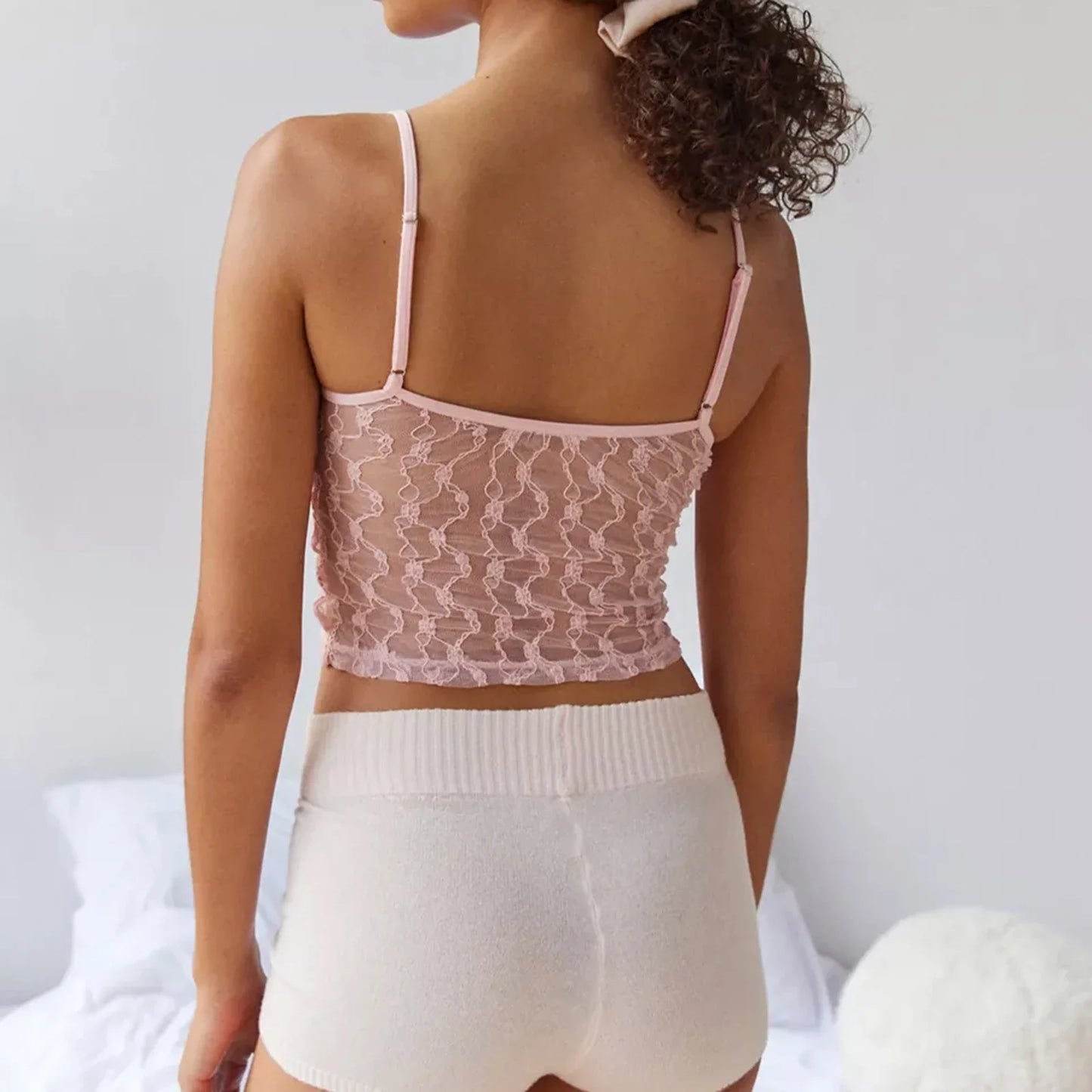 Women Lace Embroidery Camisoles See Through Square Neck Sexy Mesh Sleeveless Spaghetti Strap Sheer Cami Slim Summer Streetwear