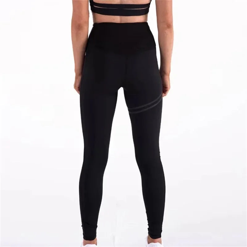 Woman Pants High Waist Sport Pants Women's Fitness Sport Leggings Stripe Printing Elastic Gym Workout Tights Running Trousers