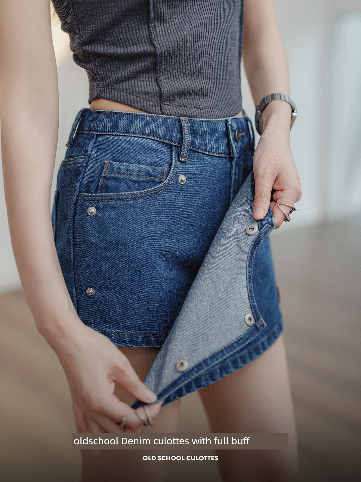 Madden American Style Denim Skirt Skirt Pure Cotton Small Blue Casual Sports Thin Shibuya Short Skirt Summer Women