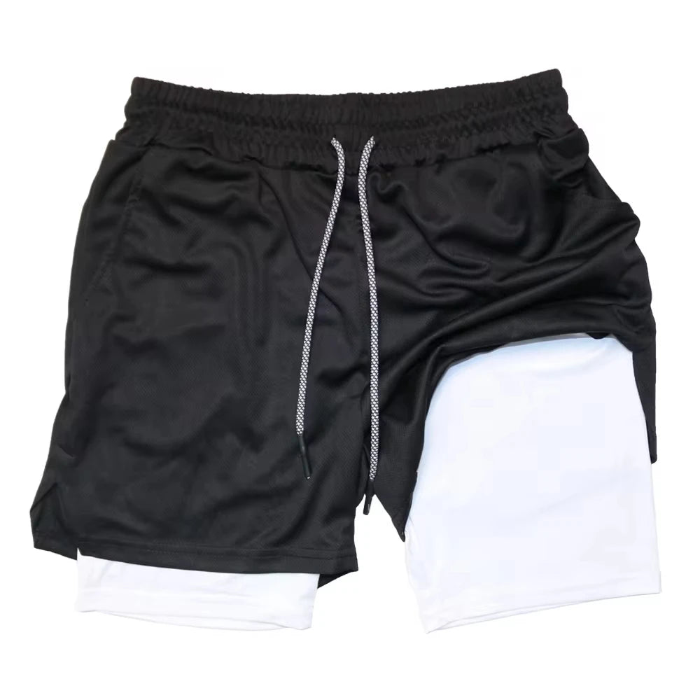 Men's Outdoor Cycling Sports Shorts Summer Breathable Quick-drying Shorts Sportswear Double-layer Two-in-one Casual Shorts M-3XL