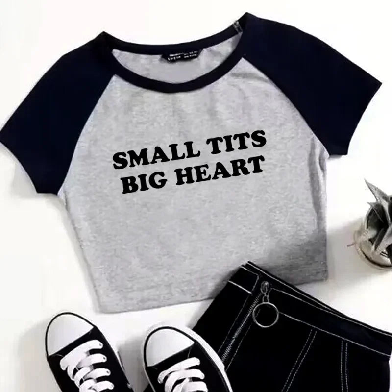 Popular Fashion Letter Graphic Summer 2000s Crop Tops Women T-Shirt Y2k Grunge Tops Kawaii Baby Tee Party Vintage Harajuku Emo