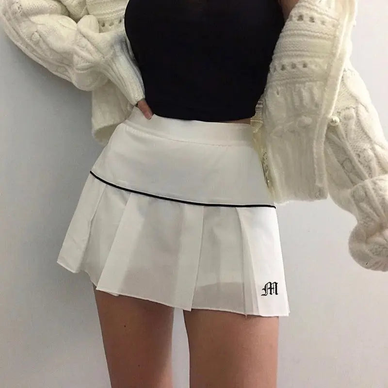 Sexy Women Skirts High Waist Summer Vintage Mini Skirts Korean Tennis Student White Designed Dance Skirt y2k clothing whole sale