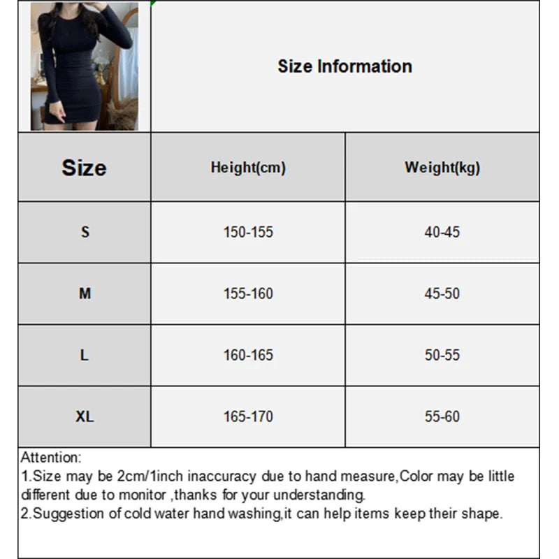 Round Neck Long Sleeve Sheath Dress Women Stretchy Wrapped Solid Short Dress