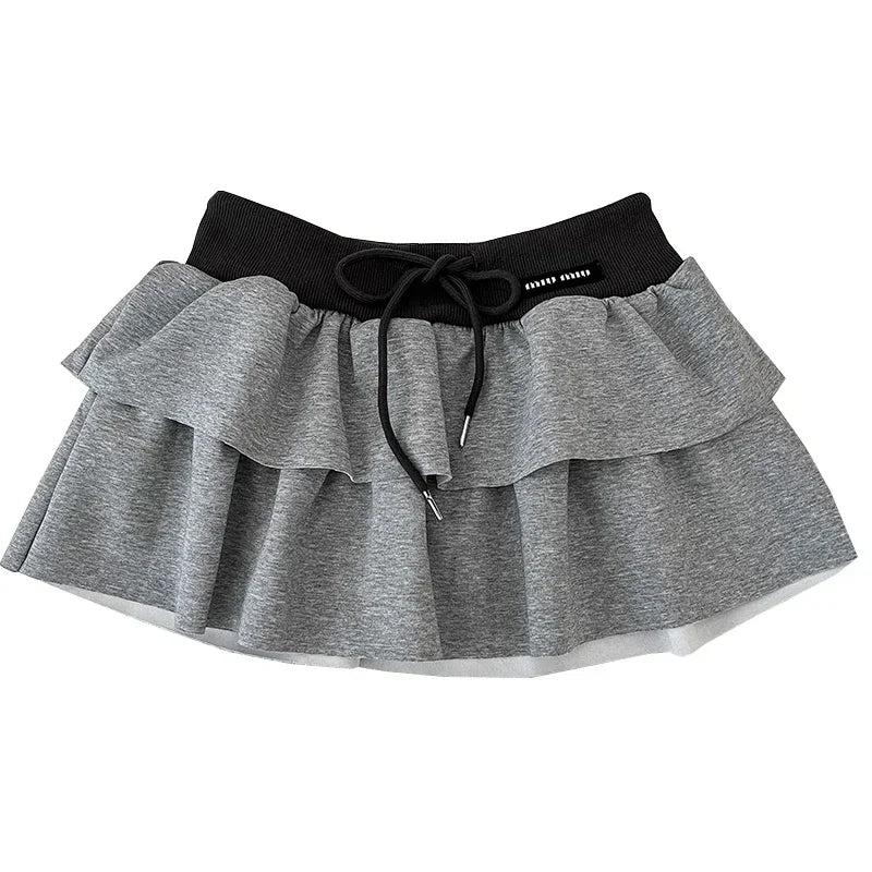 Hotsweet Mini Skirt Lace-up with Shorts Elastic High Waist A Line Short Cake Skirts Maxi Size Tulle Korean Clothes Dropship