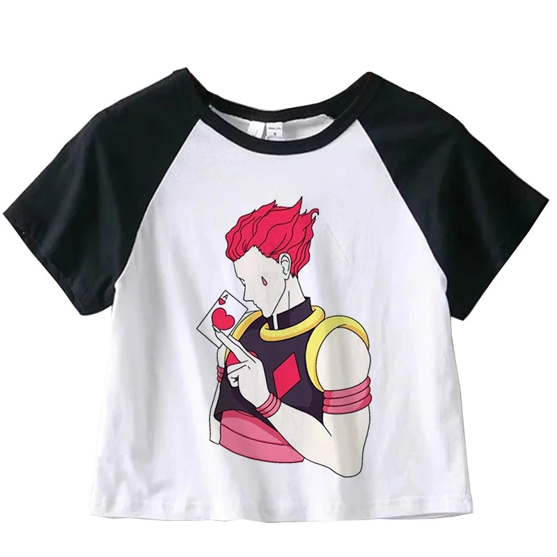 Hunter X Hunter Japan Anime Killua Shirt Y2k Crop Tops T-shirt Anime Women Tee Summer Short Sleeve Clothes Streetwear