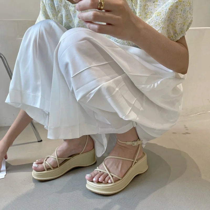 2023 New Summer Heel Women's Sandals Fashion Shoes For Women Ladies Elegant Dress Wedge Zapatos Mujer Sandalias De Mujer Verano