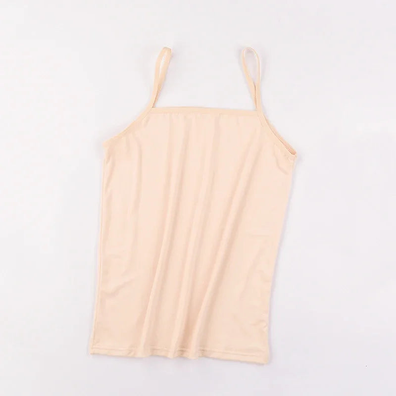 New Summer Ice Silk Vest Top Women Sexy Built In Bra Off Shoulder Sleeveless Camisole Underwear Crop Tops Sports Spaghetti Strap