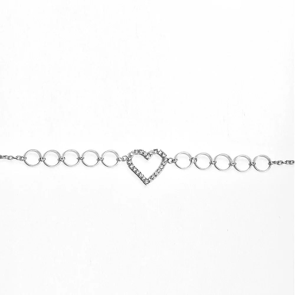 Fashion Aesthetic Sexy Rhinestone Crystal Body Jewelry Ring Heart Waist Belly Chain for Summer Women Girl Nightclub