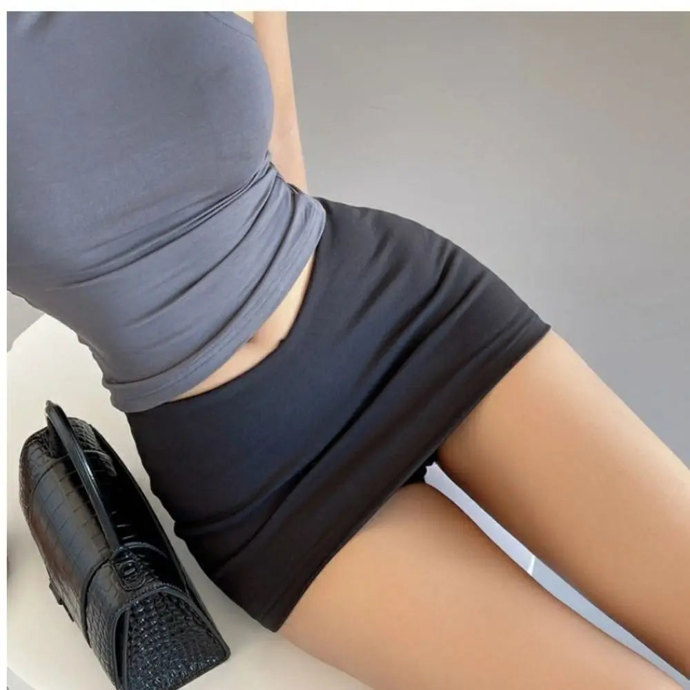 Polyester Package Hips Mini Skirt Korean Simple Solid Women's Mini Skirt High Waist Slim Package Hip Skirts Ladies