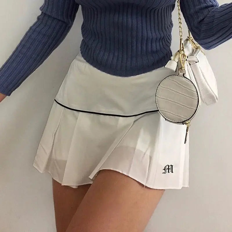 Sexy Women Skirts High Waist Summer Vintage Mini Skirts Korean Tennis Student White Designed Dance Skirt y2k clothing whole sale