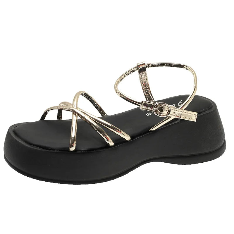 Beige Heeled Sandals Female Shoe 2024 Summer Open Toe Med Muffins shoe Ankle Strap Black Girls Clear Peep New Fashion Medium Gla