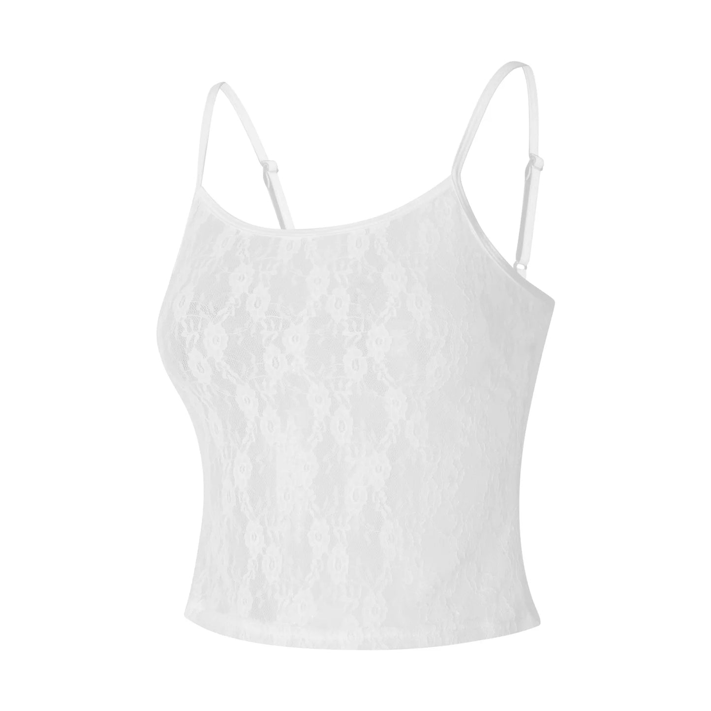 Women's See Through Lace Cami Top Y2K Slim Fit Sheer Mesh Crop Tops Lace Vest Tops for Women 00s Vintage Camisole