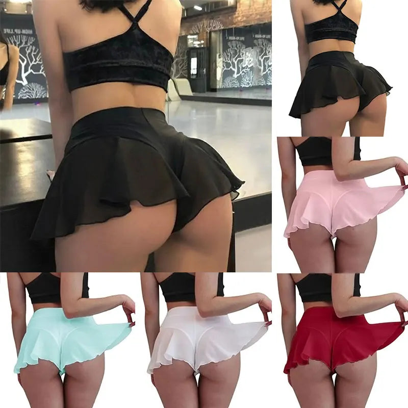 Saias femininas calças cintura alta pole dance babados calças curtas esportivas mini apertadas plissadas fitness yoga shorts moda verão saias