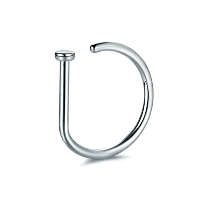 Stainless Steel D Shape Fake Nose Ring Hoop Faux Fake Nose Ring Non-Pierced Clip On Nose Hoop Rings Jewelry For Women Men